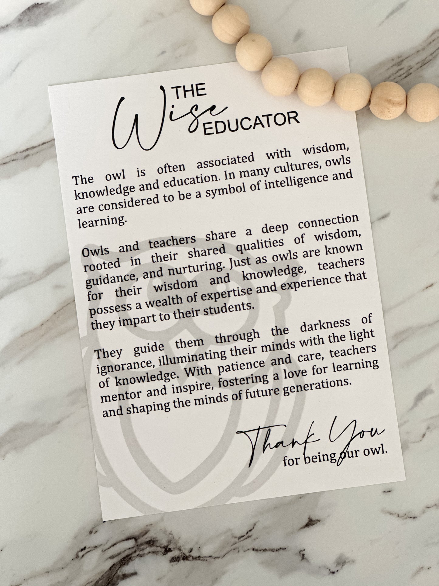 “The Wise Educator” Story Card Ornament