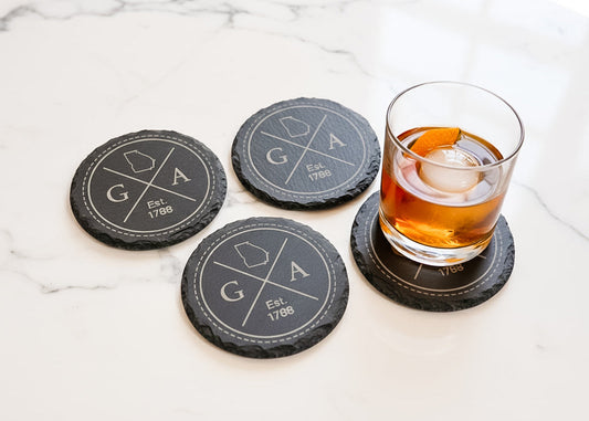Round Slate Coaster Set of Four