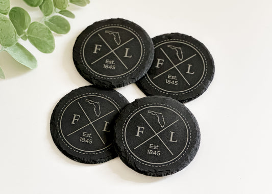 Round Slate Coaster Set of Four