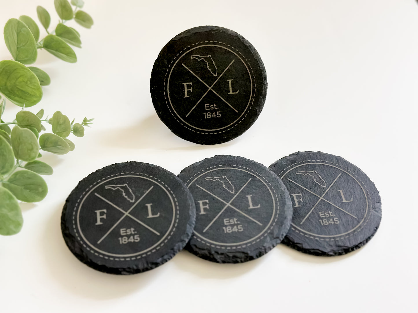 Round Slate Coaster Set of Four